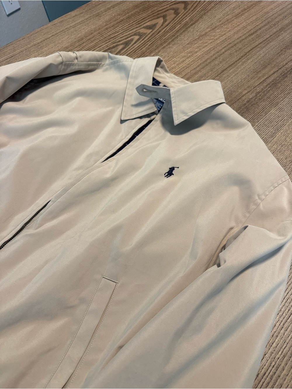 Ralph Lauren Light Beige Zip-Front Harrington Jacket